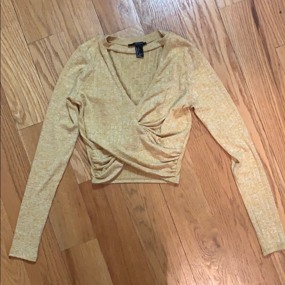 forever 21 crop top long sleep yellow